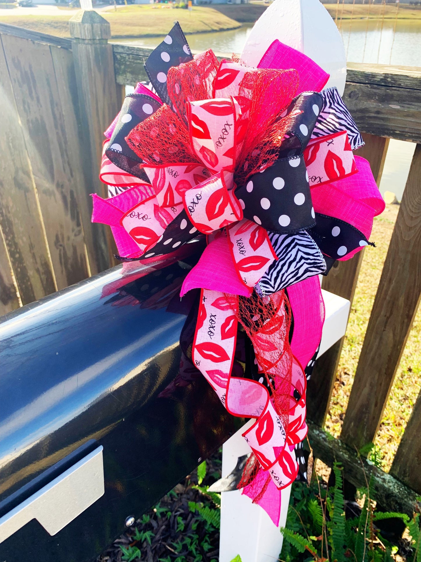 Valentines Collection - Valentines, Valentines Bow, Valentines Decor, Lips, Lips Bow, Lips Ribbon, Lips Decor, Mailbox Bow, Wreath Bow, Bow