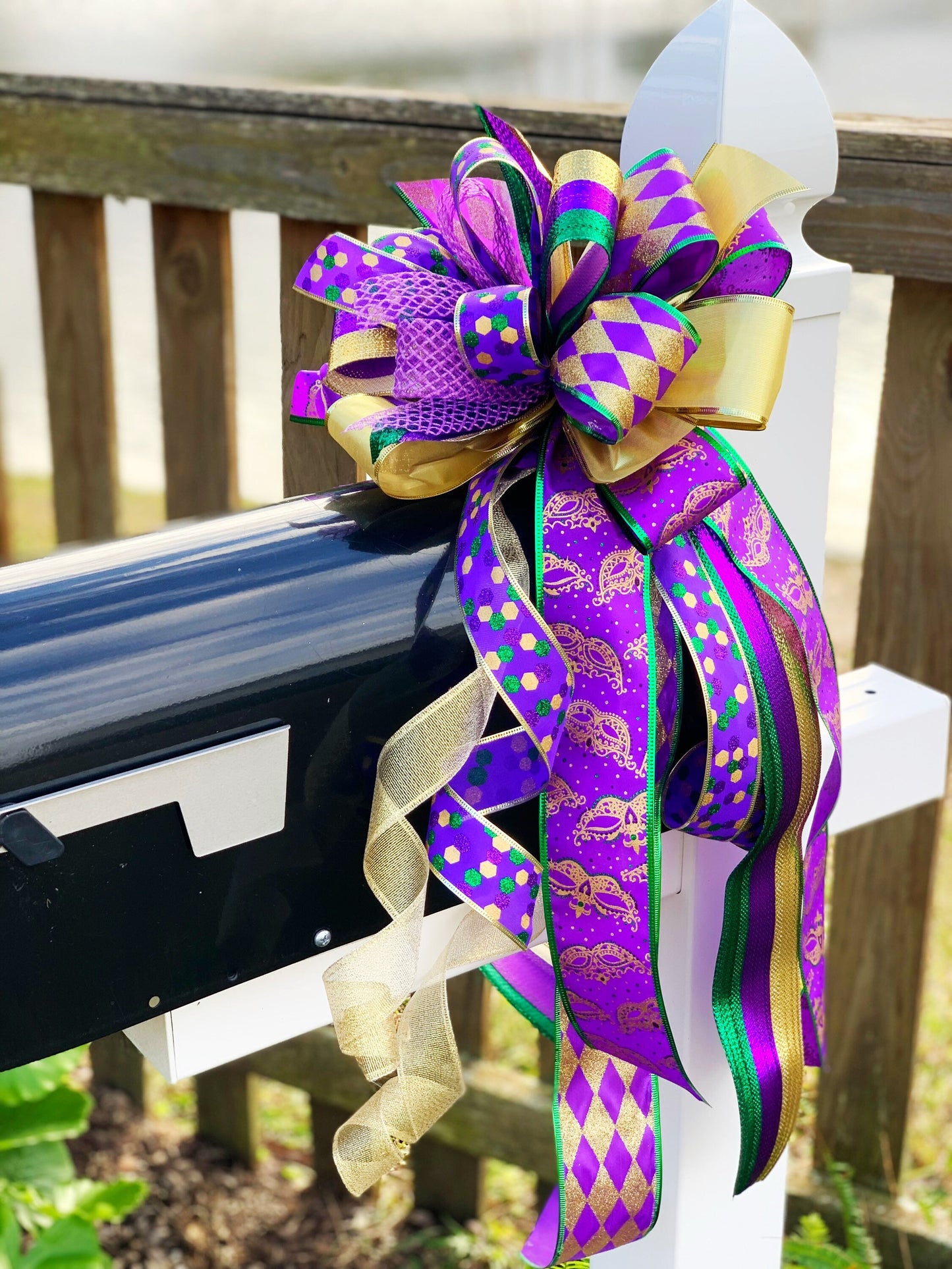 Everyday Collection - Mardi Gras Bow, Mardi Gras Ribbon, Mardi Gras Decor, Jesters, Jester Ribbon, Jester Bow, Wreath Bow, Mailbox Bow, Gift