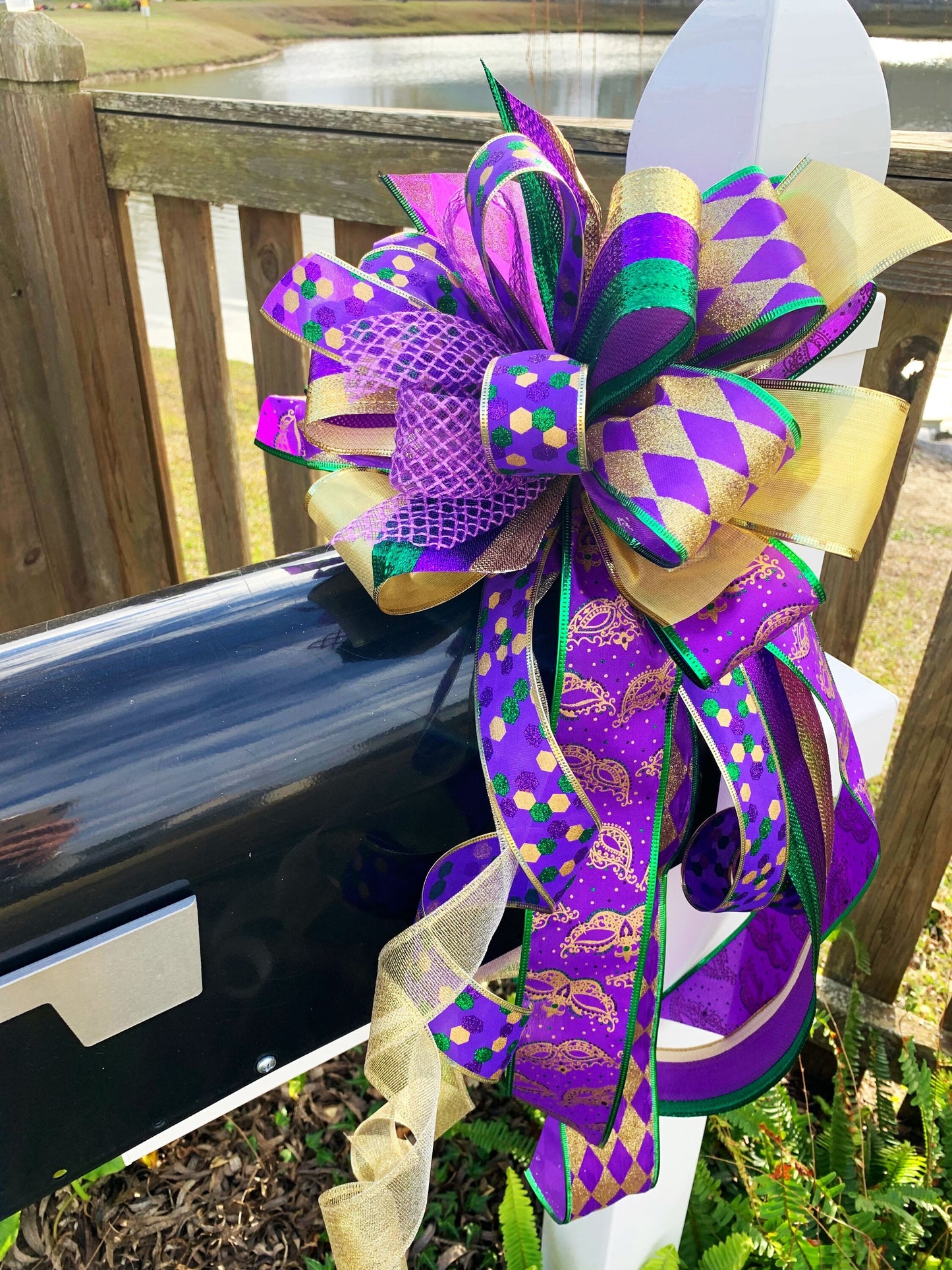 Everyday Collection - Mardi Gras Bow, Mardi Gras Ribbon, Mardi Gras Decor, Jesters, Jester Ribbon, Jester Bow, Wreath Bow, Mailbox Bow, Gift