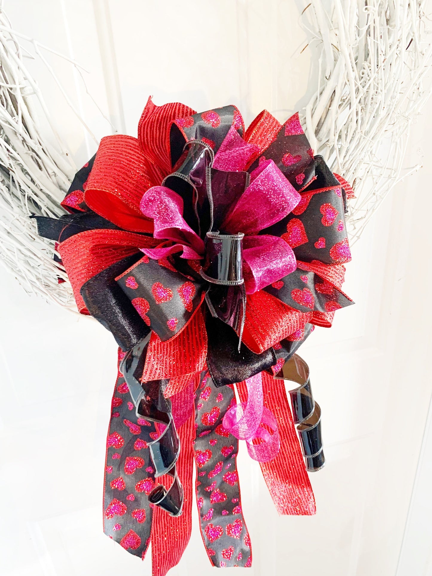 Valentines Collection - Hearts, Hearts Ribbon, Hearts Bow, Valentines, Valentine Decor, Valentine Bow, Wreath Bow, Mailbox Bow, Love, Gift