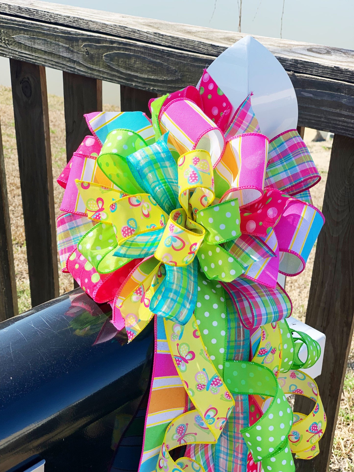 Summer Collection - Summer Bow, Spring Bow, Bright Bow, Wreath Bow, Mailbox Bow, Bow, Bows, Butterfly, Polka Dot, Gift, Ribbon, Plaid Ribbon