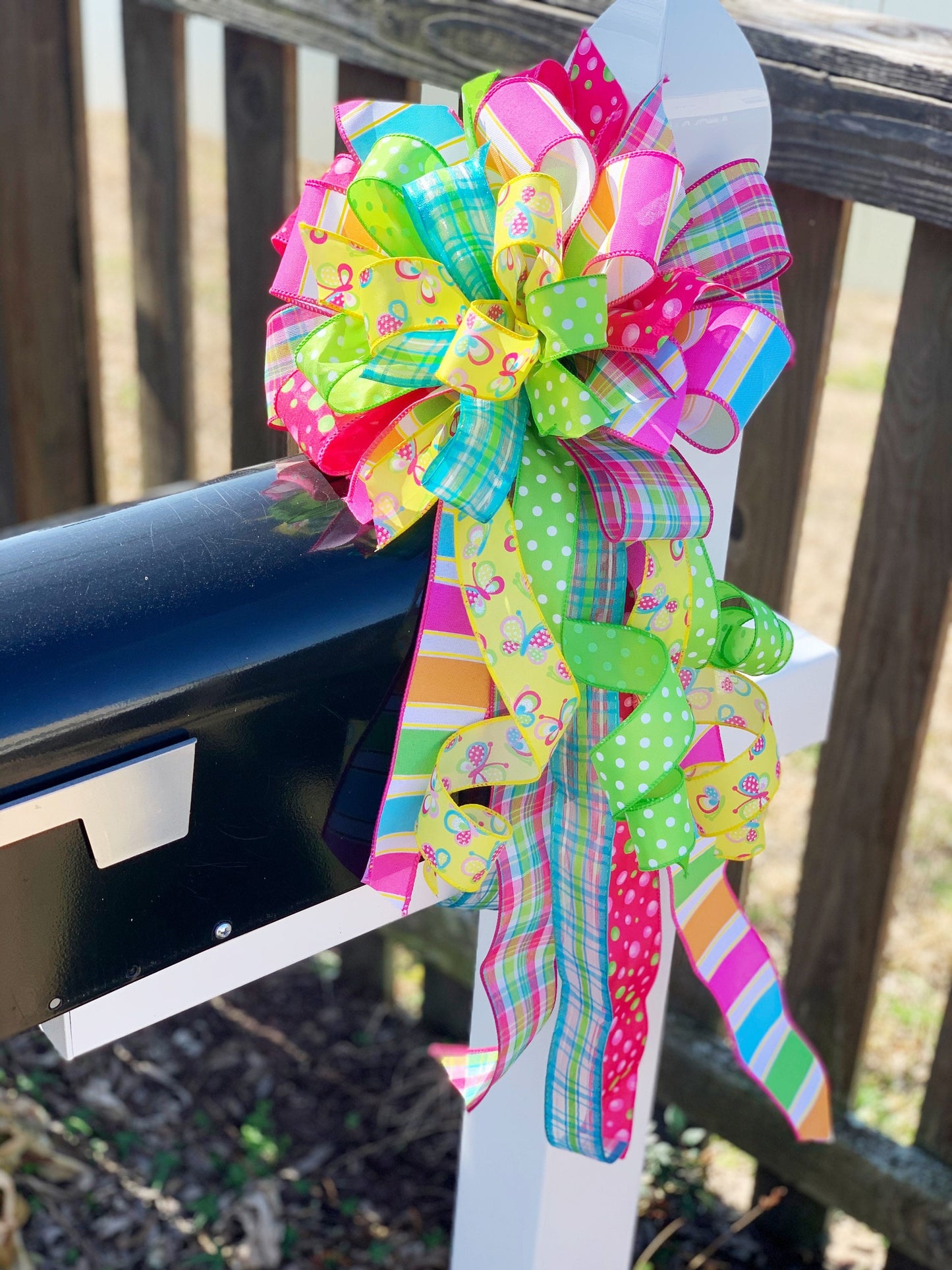Summer Collection - Summer Bow, Spring Bow, Bright Bow, Wreath Bow, Mailbox Bow, Bow, Bows, Butterfly, Polka Dot, Gift, Ribbon, Plaid Ribbon