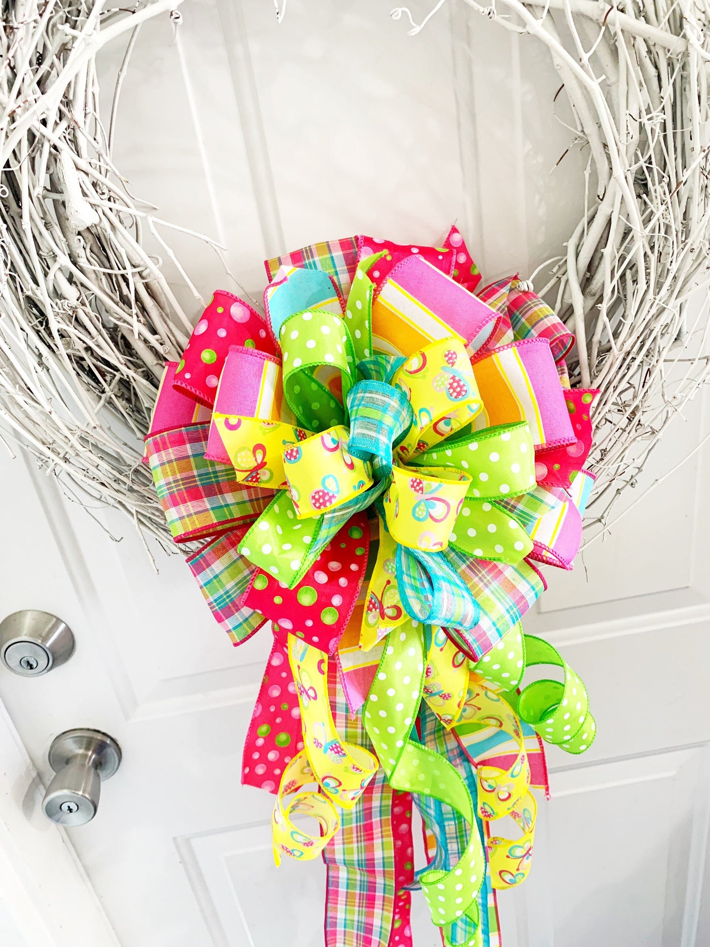 Summer Collection - Summer Bow, Spring Bow, Bright Bow, Wreath Bow, Mailbox Bow, Bow, Bows, Butterfly, Polka Dot, Gift, Ribbon, Plaid Ribbon