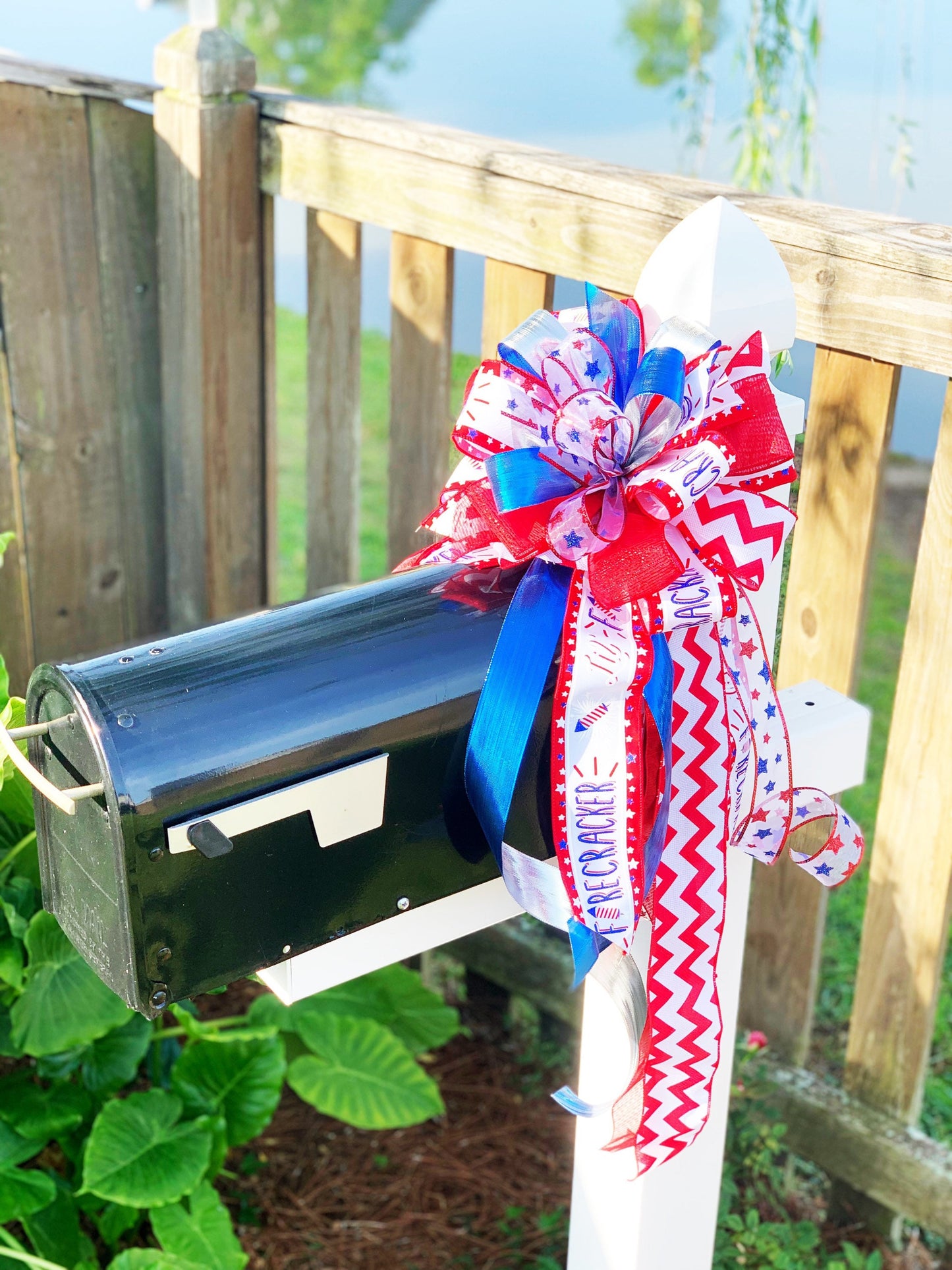 Patriotic Collection - Patriotic,Patriotic Bow, Red White Blue,Red White Blue Bow,Bow, Bows,Mailbox Bow,Wreath Bow,July 4th Decor,Gift