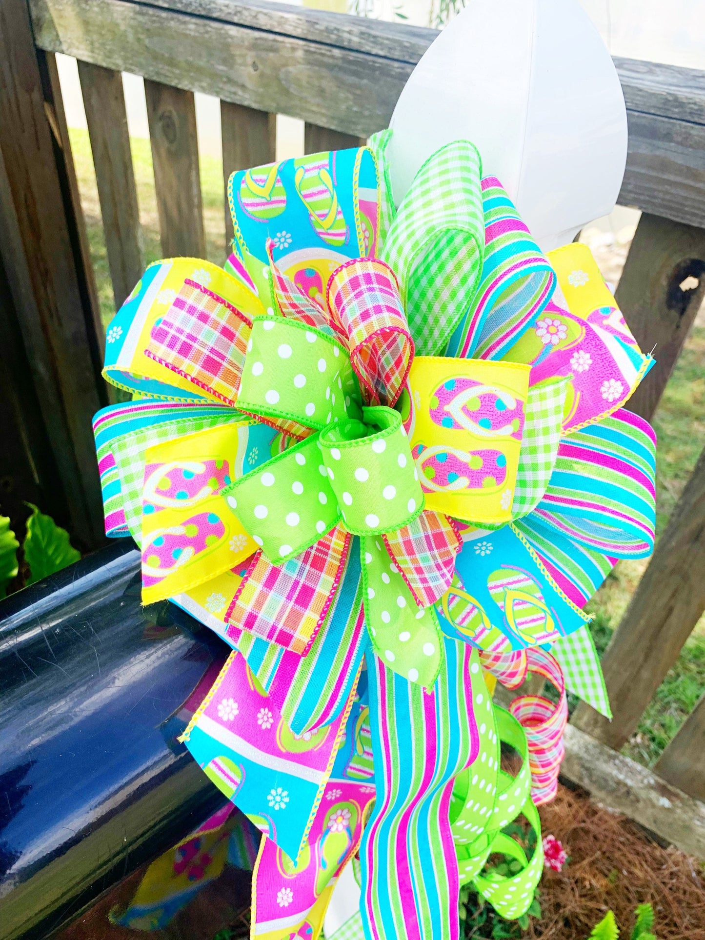 Summer Collection - Flip Flops, Flip Flops Bow, Summer Bow, Summer, Summer Decor, Bow, Bows, Mailbox Bow, Wreath Bow, Decor, Ribbon, Gift