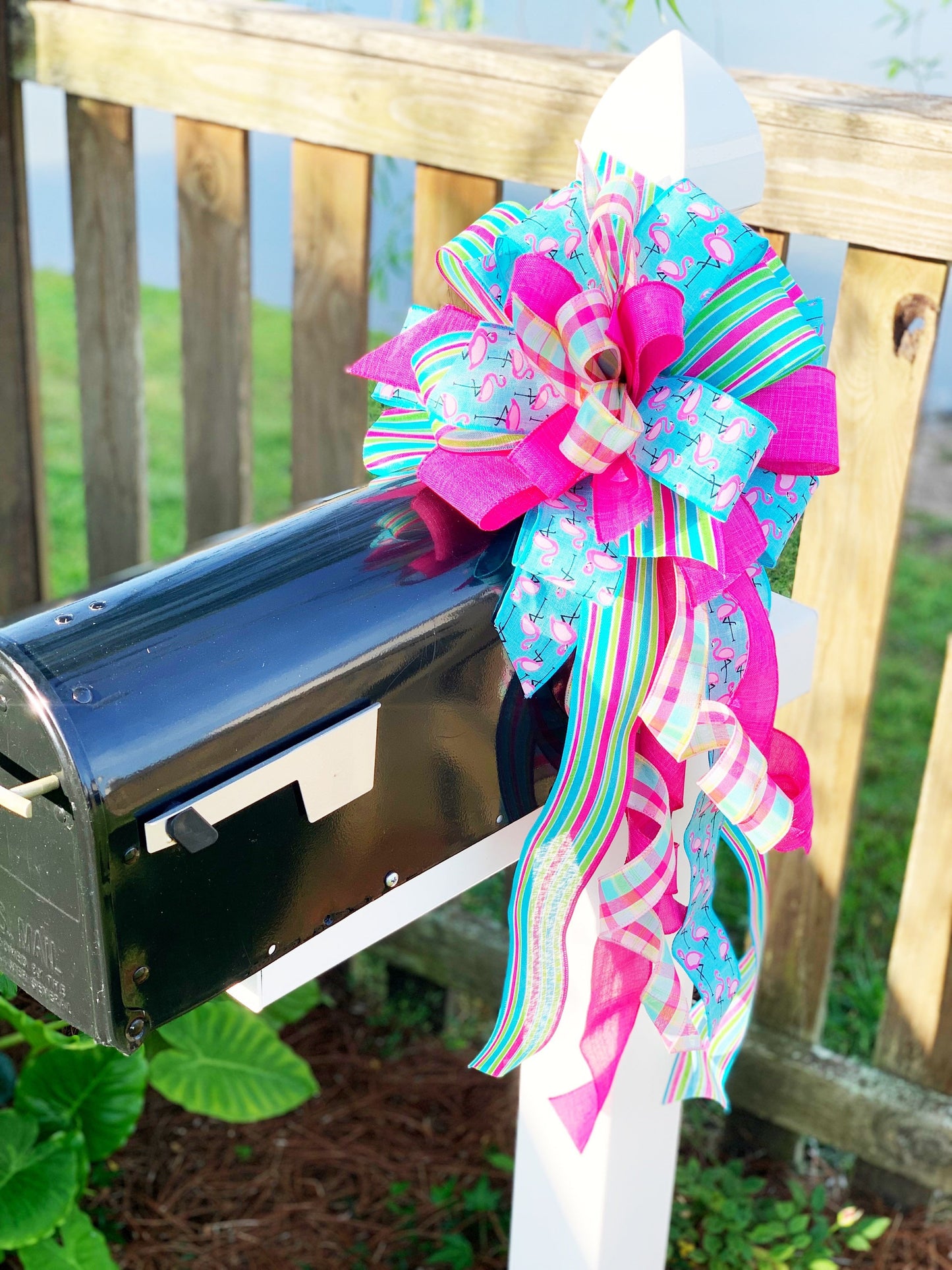 Summer Collection - Summer,Summer Bow, Pink Flamingos,Pink Flamingos Bow,Pink Flamingos Ribbon,Bow,Bows, Mailbox Bow,Wreath Bow,Gift,Ribbon