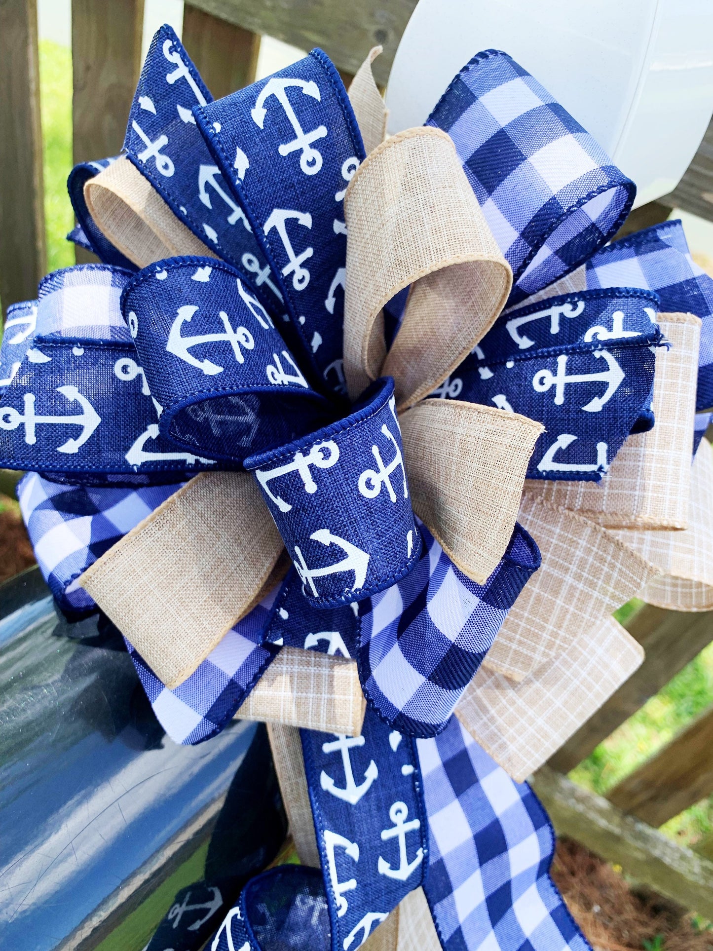 Summer Collection - Anchors,Anchors Bow, Anchors ribbon,Sea Anchors,Bow,Beach, Beach Bow,Nautical,Nautical Bow,Nautical Decor,Mailbox Bow