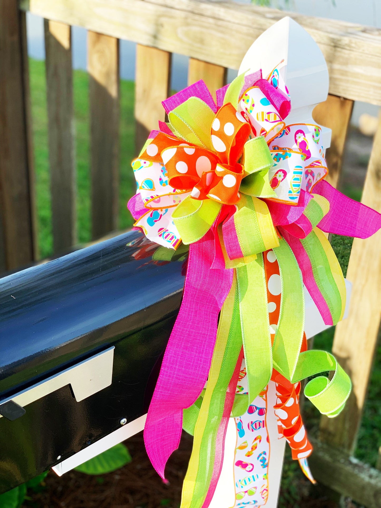 Summer Collection - Flip Flops,Flip Flops Bow,Flip Flop Ribbon,Summer,Summer Bow,Bow,Bows,Mailbox Bow,Wreath Bow,Decor,Ribbon,Summer Decor