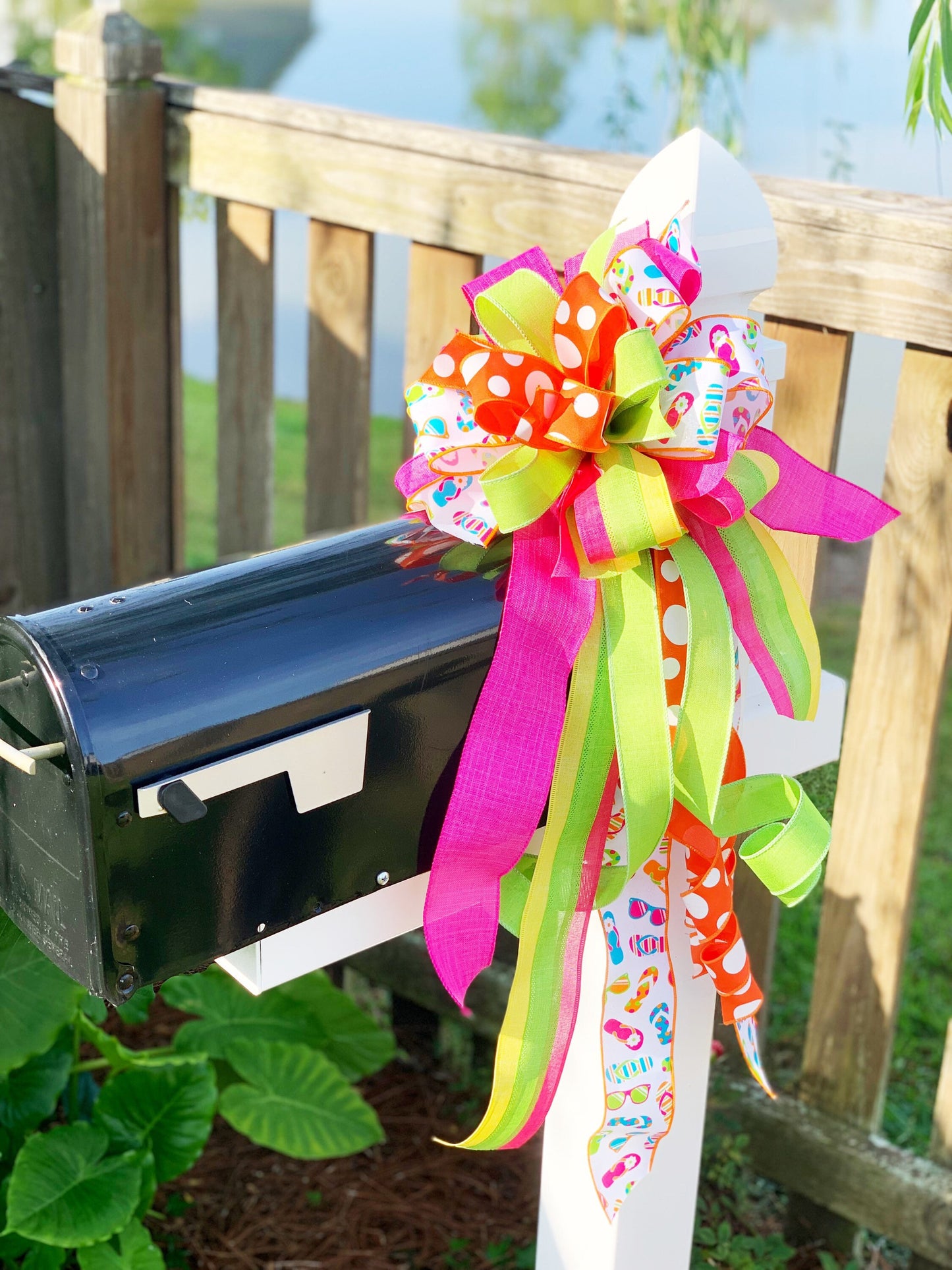 Summer Collection - Flip Flops,Flip Flops Bow,Flip Flop Ribbon,Summer,Summer Bow,Bow,Bows,Mailbox Bow,Wreath Bow,Decor,Ribbon,Summer Decor