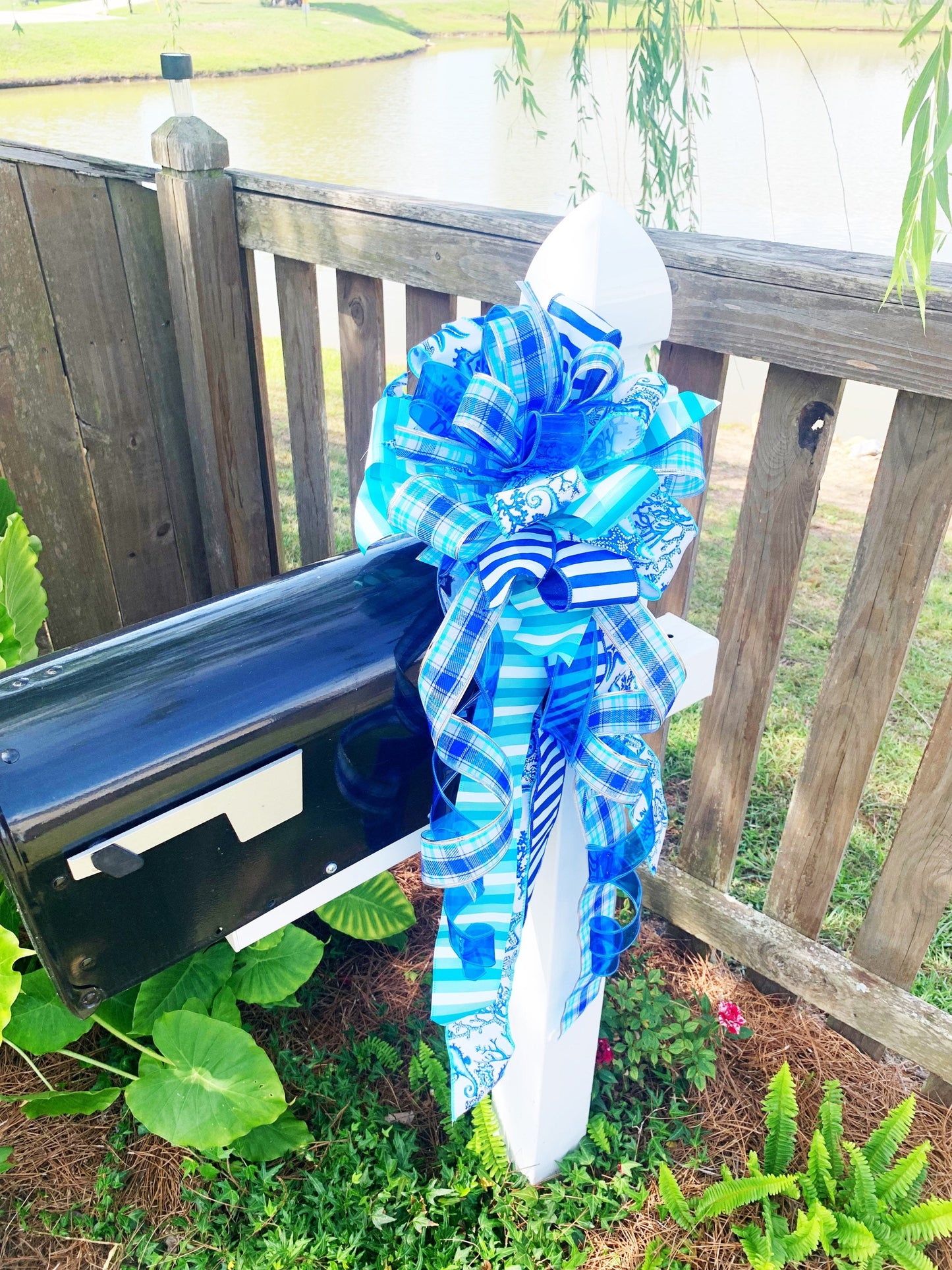 Summer Collection - Nautical Bow,Nautical, Nautical Ribbon,Starfish,Starfish Ribbon,Blue Bow,Blue Ribbon,Beach,Beach Decor,Mailbox Bow