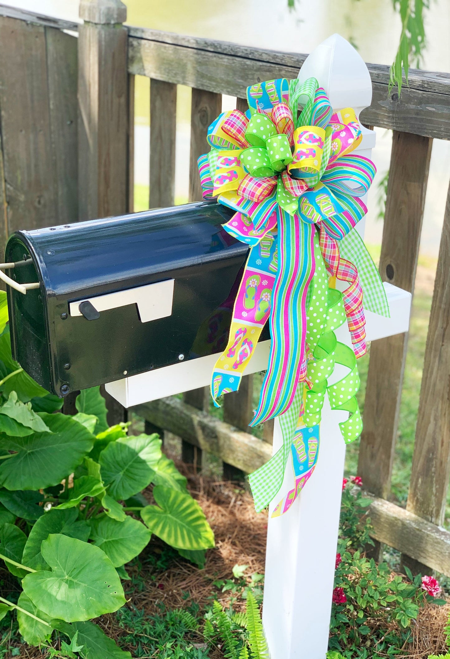 Summer Collection - Flip Flops, Flip Flops Bow, Summer Bow, Summer, Summer Decor, Bow, Bows, Mailbox Bow, Wreath Bow, Decor, Ribbon, Gift