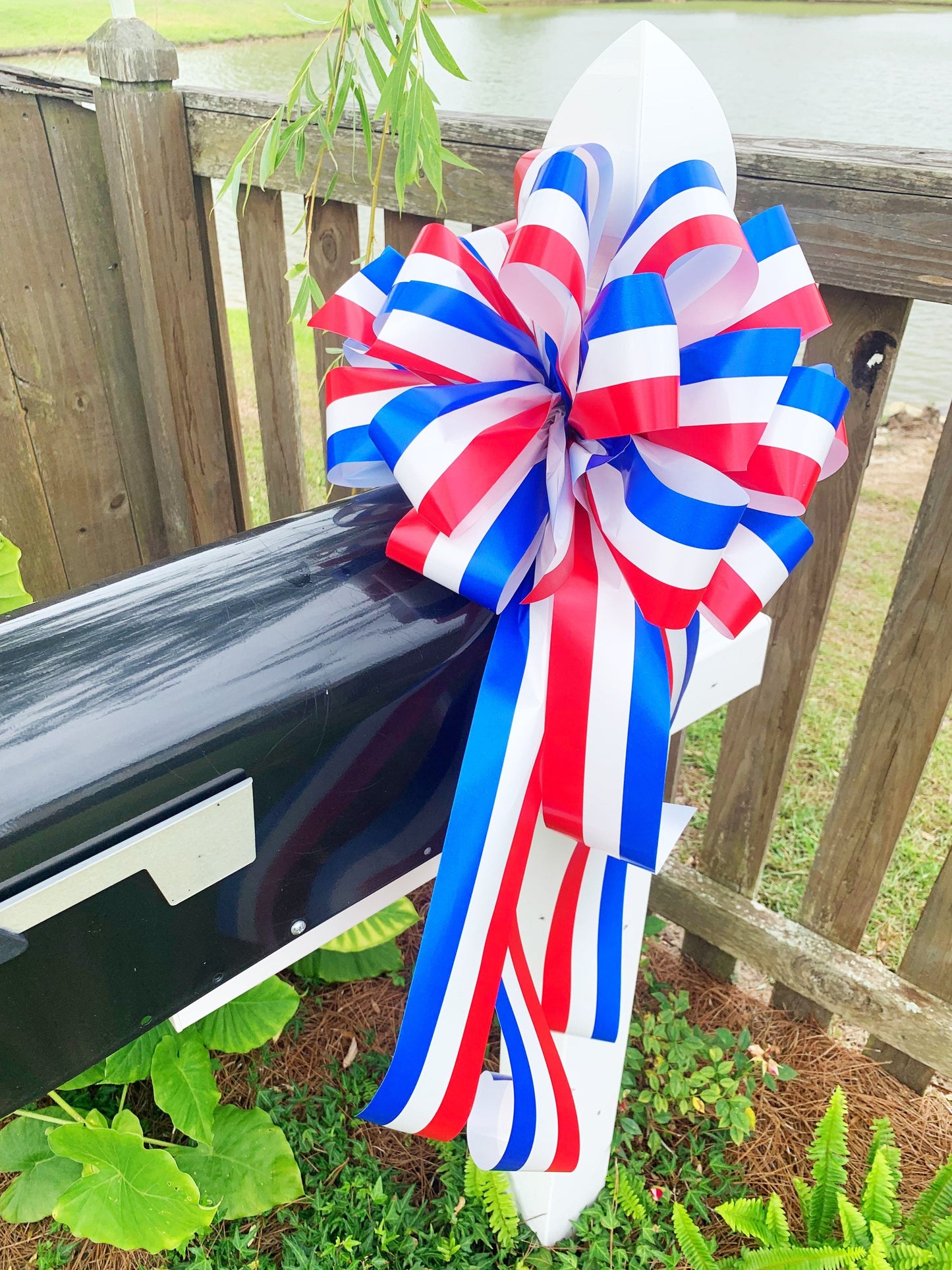 Patriotic Collection - Patriotic, Patriotic Bow, Patriotic Decor, Mailbox Bow, Wreath Bow, Red White Blue, Red White Blue Bow, Gift, 3 PACK
