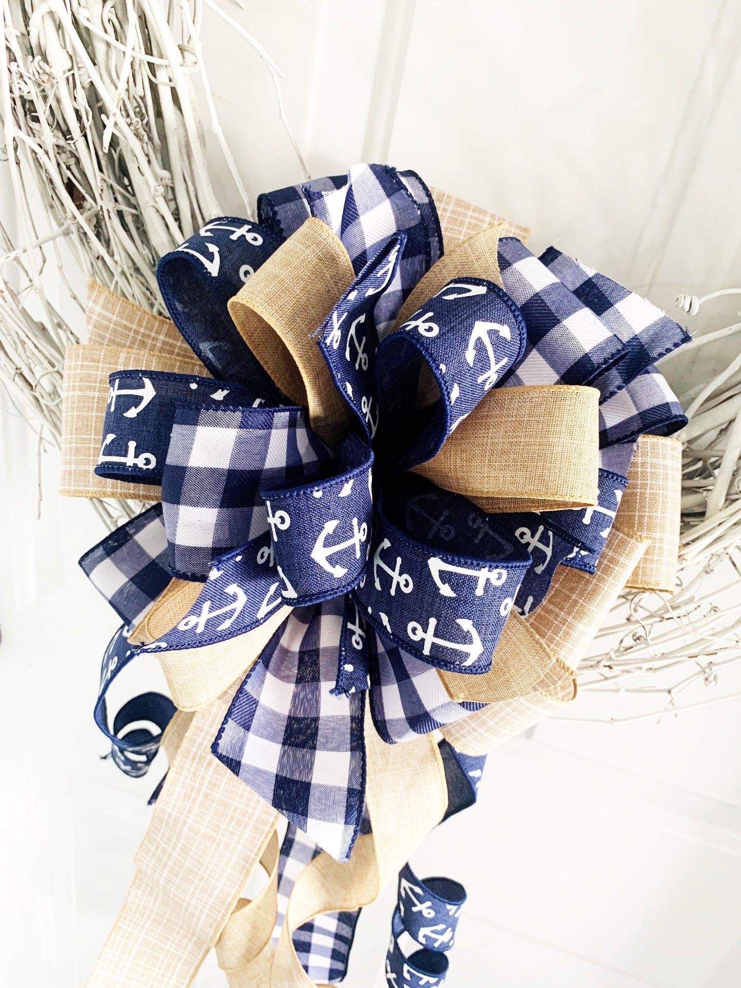 Summer Collection - Anchors,Anchors Bow, Anchors ribbon,Sea Anchors,Bow,Beach, Beach Bow,Nautical,Nautical Bow,Nautical Decor,Mailbox Bow