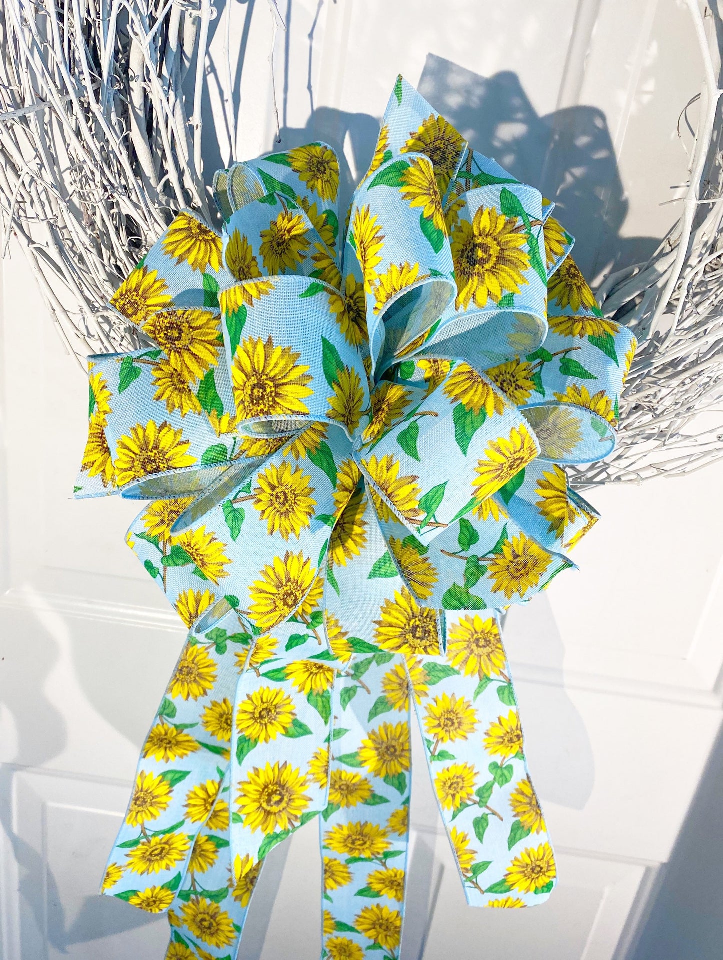 Everyday Collection - Sunflower,Sunflower Bow,Sunflower Ribbon,Ukraine,Ukraine Bow, Sunflower Decor,Mailbox Bow,Wreath Bow, Tree Topper,Blue