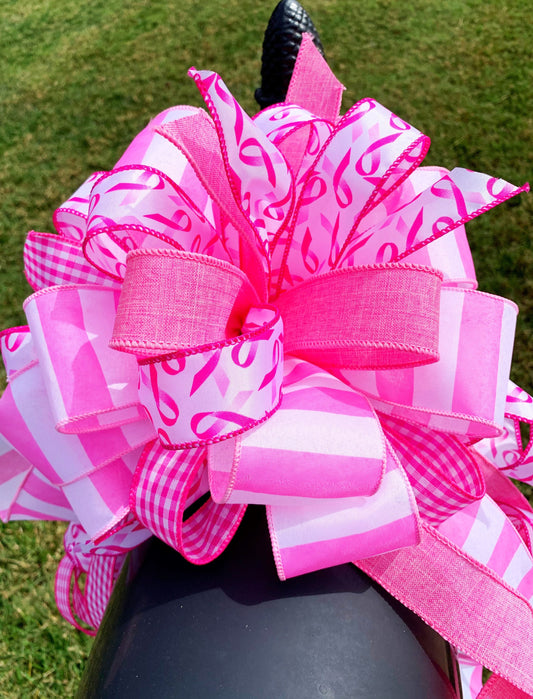 Everyday Collection - Breast Cancer Awareness Bow,Breast Cancer,Bows,Pink Bow, Cancer,Cancer Bow,Bow,Mailbox Bow,Wreath Bow,Large Bow