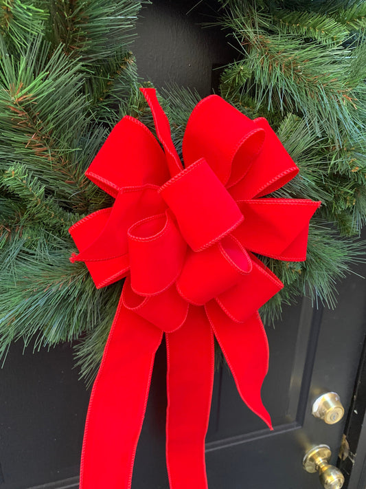 Red Velvet Bow, Red Bow, Red Velvet Bow, Red Bows, Holiday, Holiday Bows, Christmas Bow, Mailbox Bow, Bows, Bow