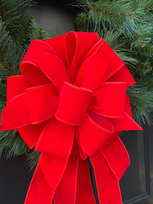 Red Velvet Bow, Velvet Bow, Red Bow, Red, Holiday Bow, Christmas Bow, Christmas, Holiday, Red Velvet Bows, Mailbox Bows, Bow, Bows