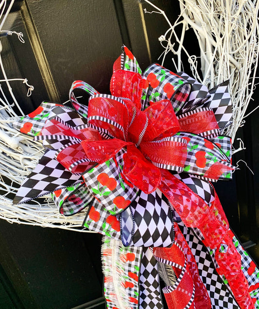 Valentines Collection- Black Cherry Pie Bow, Valentines Bow, Hearts Bow, Mailbox Bow, Wreath Bow, Valentines Wreath Bow, Valentines Mailbox