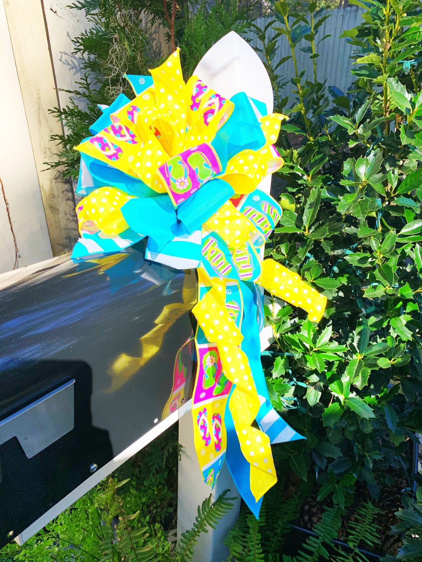 Summer Collection - Beach Bow, Bright Bow, Flip Flops Bow, Bow, Bows, Beach, Summer, Summer Bow, Large Bow, Mailbox Bow, Wreath Bow