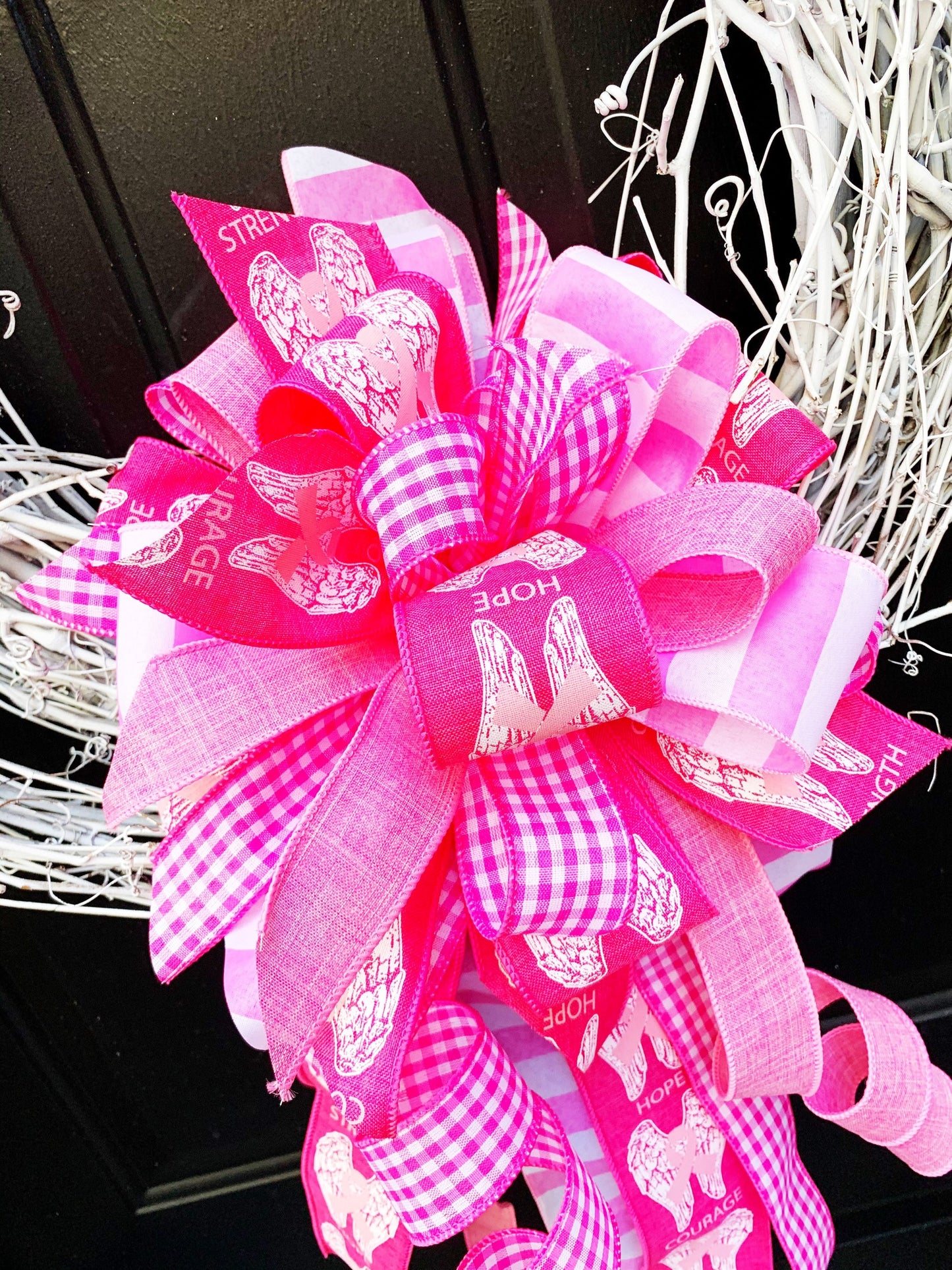 Everyday Collection - Hope Bow,Courage Bow,Strength Bow,Breast Cancer Bow,Pink Bow,Mailbox Bow,Wreath Bow,Large Bow,Gift Bow,Bow,Bow
