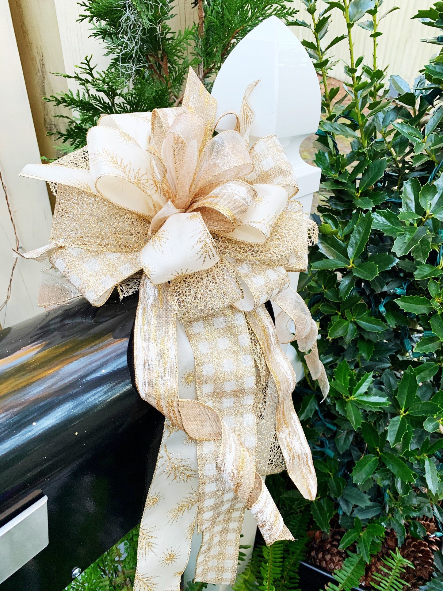 Everyday Collection - Gold Bow, Gold, Bow, Bows, Holiday, Holiday Bow, Gold Holiday Bow, Wedding Bow, Wedding, Mailbox Bow, Wreath Bow