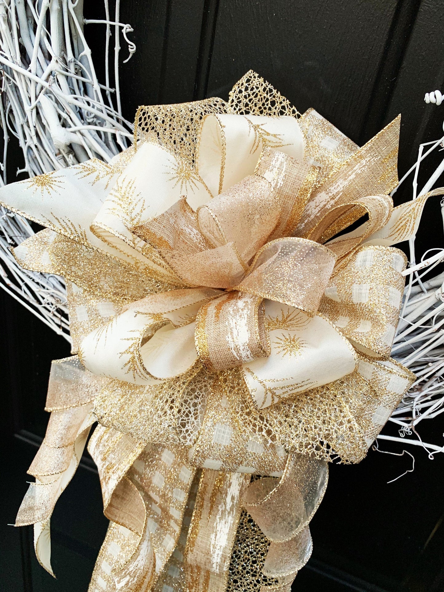 Everyday Collection - Gold Bow, Gold, Bow, Bows, Holiday, Holiday Bow, Gold Holiday Bow, Wedding Bow, Wedding, Mailbox Bow, Wreath Bow