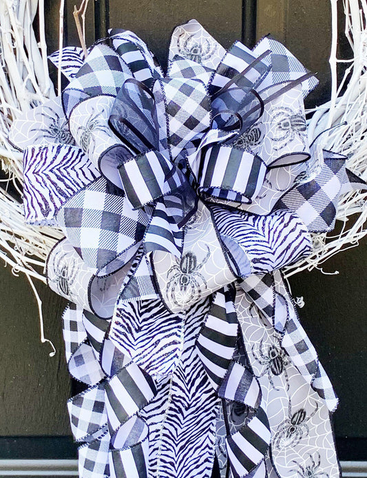 Halloween Collection - Halloween, Halloween Bow, Halloween Decor, Spiders Ribbon, Mailbox Bow, Wreath Bow, Large Bow, Bow, Bows
