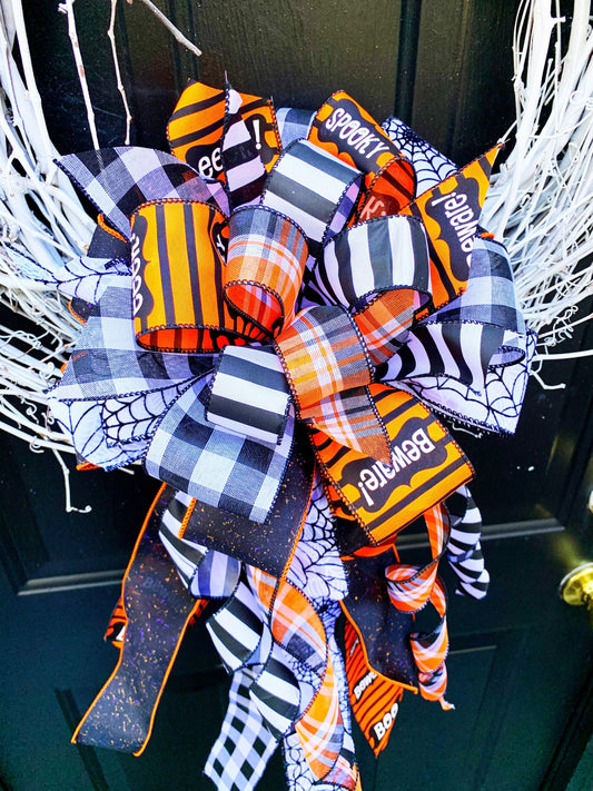 Halloween Collection - Halloween Bow, Halloween, Halloween Ribbon, Spooky, Spooky Ribbon, Mailbox Bow, Wreath Bow, Large Bow, Bow, Bows