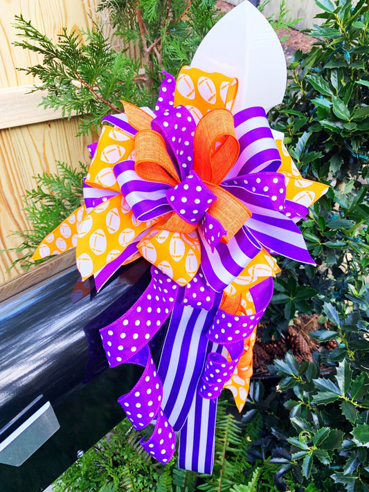 Sports Collection - Clemson, Clemson Bow, Clemson Ribbon, Mailbox Bow, Wreath Bow, Bows, Bow, Large Bow, Team Bow, Sports, Sports Bow