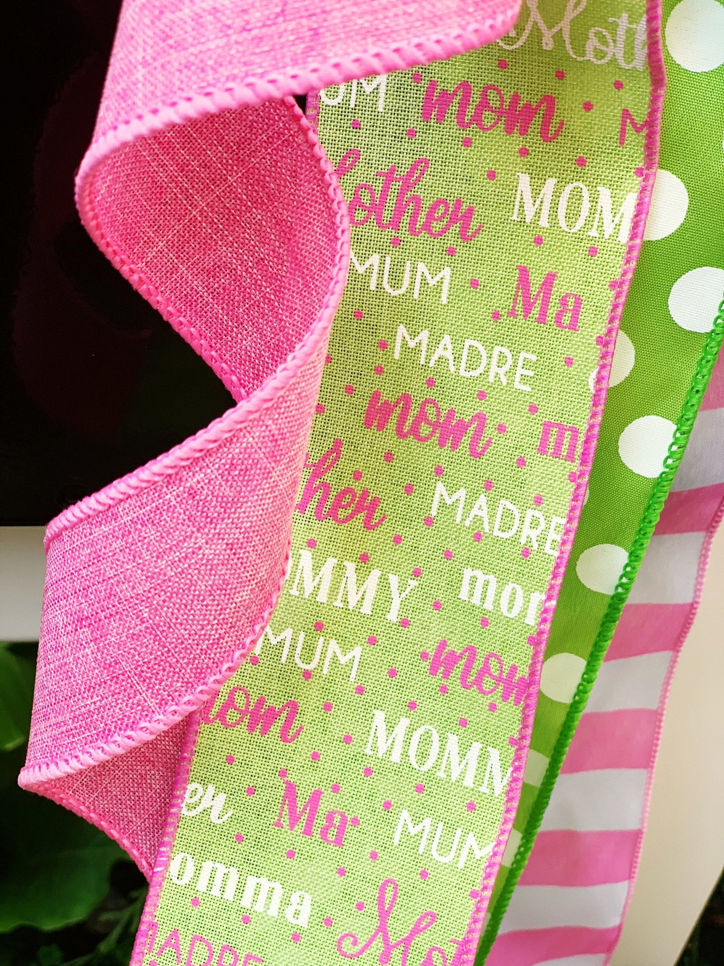 Everyday Collection - Mother Bow, Madre, Mother, Mothers Day, Moms, Moms Bow, Pink Bow, Green Bow, Gift Bow, Large Bow, Gift, Bows, Bow