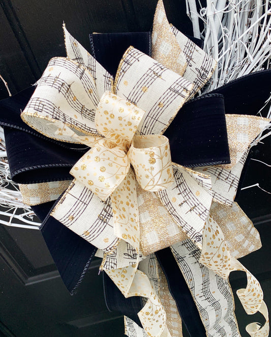 Everyday Collection - Piano Notes, Bow, Piano Notes Bow, Music Notes, Bows, Large Bow, Wreath Bow, Mailbox Bow, Music Decor, Gift, Gifts