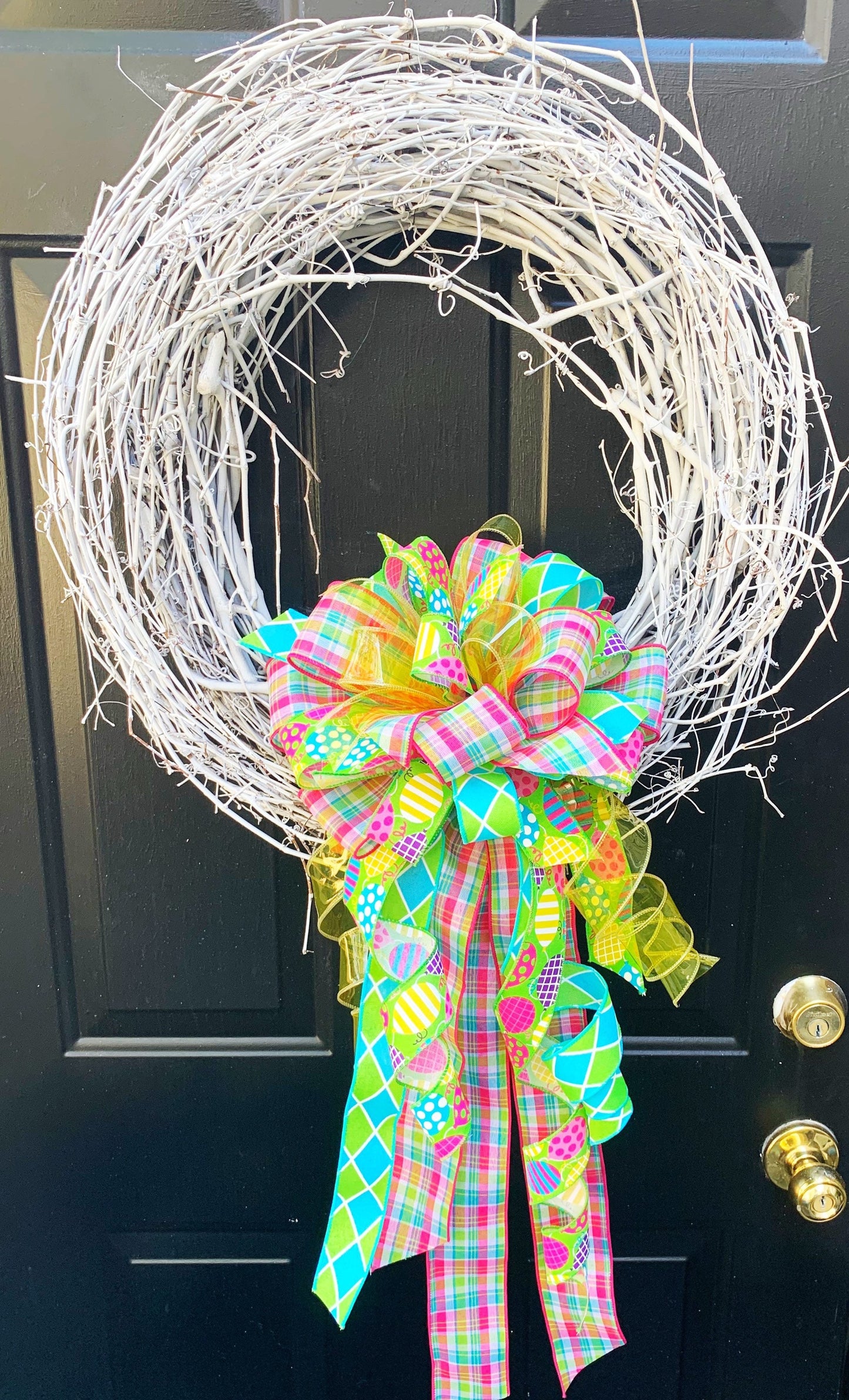 Birthday Bow with Vibrant Multicolor and Patterns. Perfect for Mailbox, Door, and Wreath.