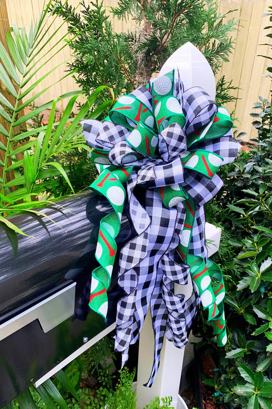 Sports Collection - Golf Bow, Golf, Golf Decor, Golf Ball Bow, Golf Ribbon, Large Bow, Bow, Bows, Mailbox Bow, Wreath Bow