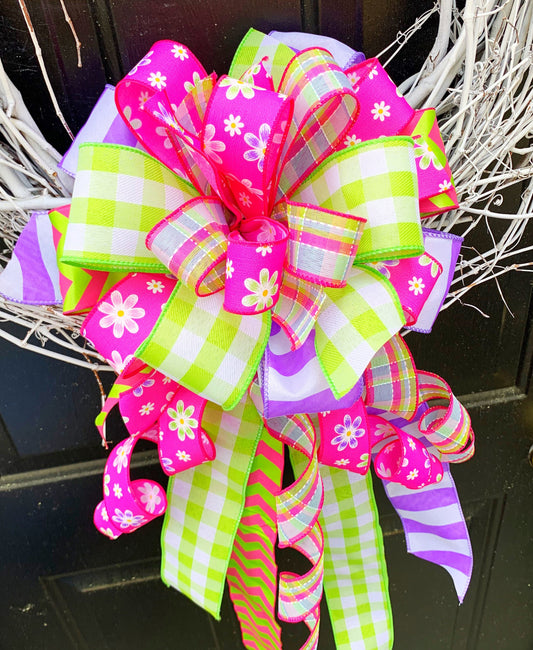 Everyday Collection - Spring Bow, Spring Ribbon, Summer Bow, Summer, Summer Decor, Mailbox Bow, Wreath Bow, Large Bow, Bow, Bows