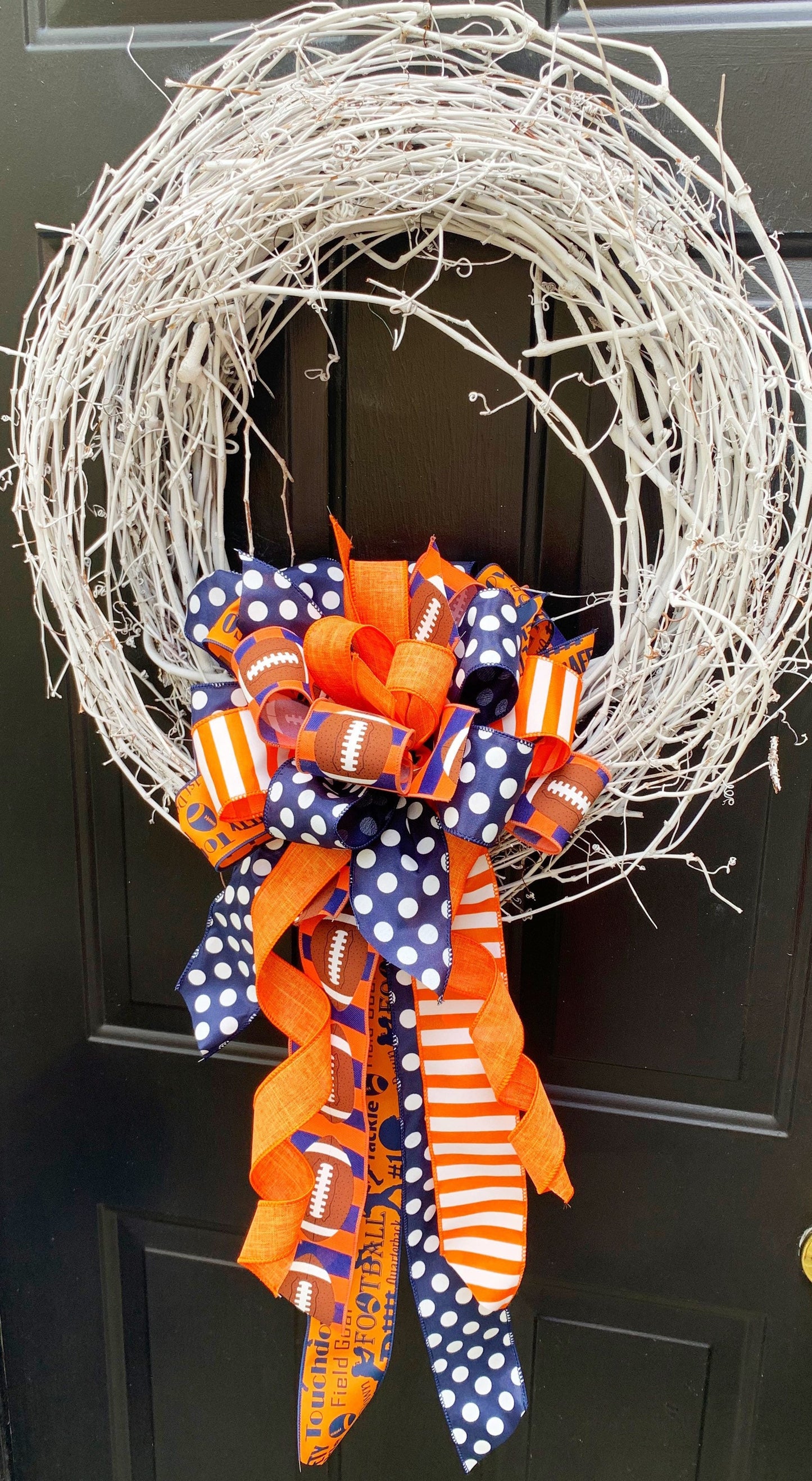 Sports Collection - Orange/Blue Bow,Orange Bow,Football Bow, Football,Clemson Decor,Mailbox Bow,Wreath Bow,Large Bow,Clemson Bow,Clemson
