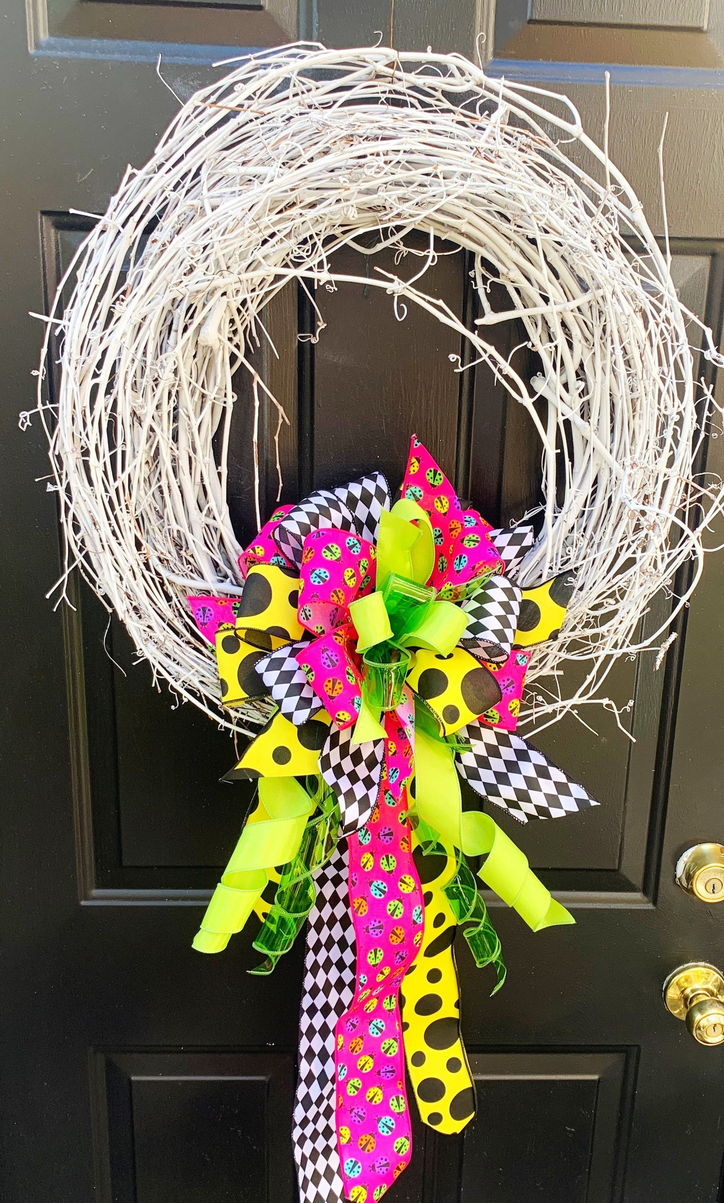 Summer Collection - Lady Bugs, Lady Bug Bow, Lady Bug Ribbon, Bow, Bows, Summer Bow, Colorful Bow, Mailbox Bow