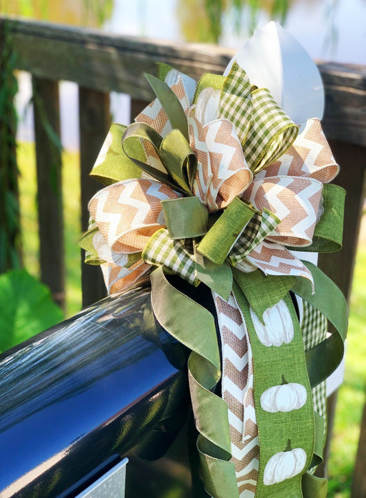 Fall Collection - Fall Bow, Fall Decor, Fall Ribbon, Pumpkin Ribbon, Pumpkin Bow, Pumpkin Decor, Pumpkin, Mailbox Bow, Wreath Bow, Large Bow