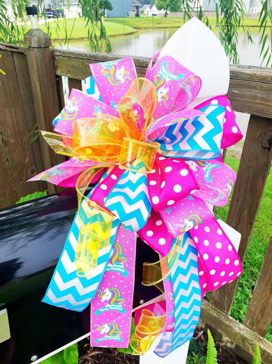 Everyday Collection - Unicorn, Unicorn Ribbon, Unicorn Bow, Unicorn Decor, Mailbox Bow, Wreath Bow, Bow, Gift Basket Bow, Large Bow