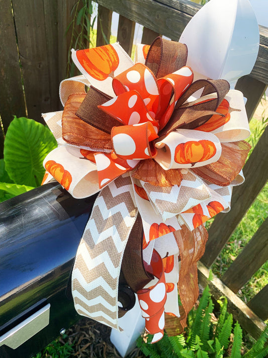 Fall Collection - Fall Bow, Fall Decor, Fall Ribbon, Pumpkin, Pumpkin Decor, Pumpkin Bow, Pumpkin Ribbon, Wreath Bow, Mailbox Bow, Large Bow