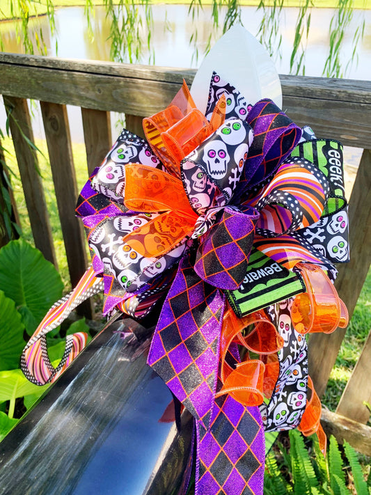 Halloween Collection - Halloween Bow, Halloween Decor, Halloween, Bow, Halloween Ribbon, Decor, Ribbon, Skull Ribbon, Skull Bow, Wreath Bow
