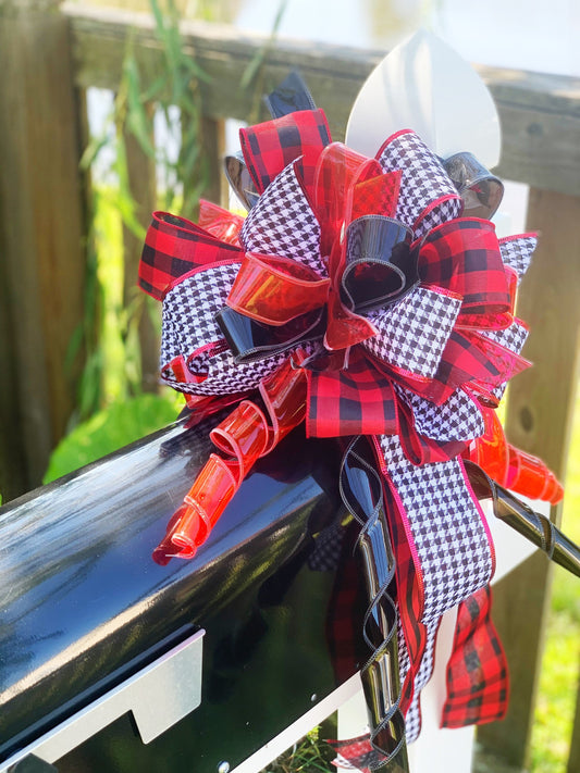 Everyday Collection -Houndstooth Ribbon,Houndstooth Bow, Mailbox Bow,Wreath Bow,Bows,Bow,Gift, Ribbon,Alabama,Roll Tide,Alabama Sports