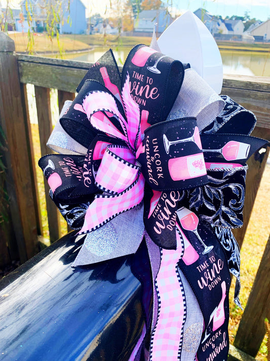 Everyday Collection - Wine, Wine Bow, Wine Decor, Vino, Vino Bow, Vino Gift, Gift, Mailbox Bow, Wreath Bow, Winery, Wine Gift
