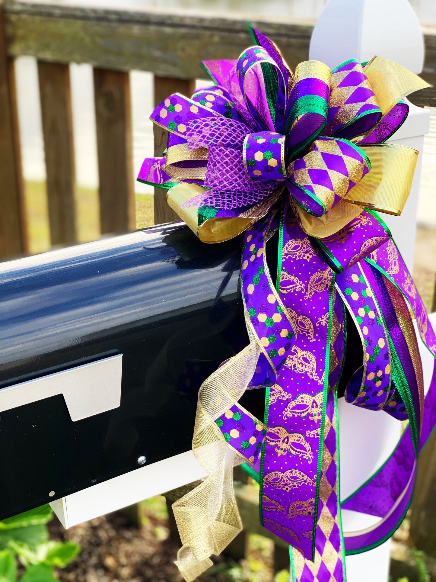Everyday Collection - Mardi Gras Bow, Mardi Gras Ribbon, Mardi Gras Decor, Jesters, Jester Ribbon, Jester Bow, Wreath Bow, Mailbox Bow, Gift