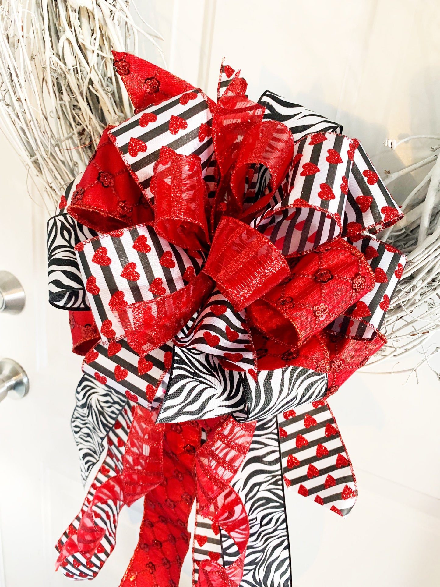 Valentines Collection - Valentines Bow,Valentines,Valentines Decor,Valentines Ribbon,Gift,Gift Bow,Bows,Mailbox Bow, Wreath Bow, Zebra
