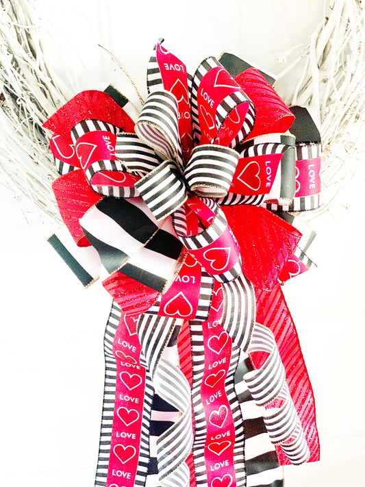 Valentines Collection - Valentines Bow, Valentines Ribbon, Valentines Decor, Valentines, Valentines Hearts, Mailbox Bow, Wreath Bow, Gift