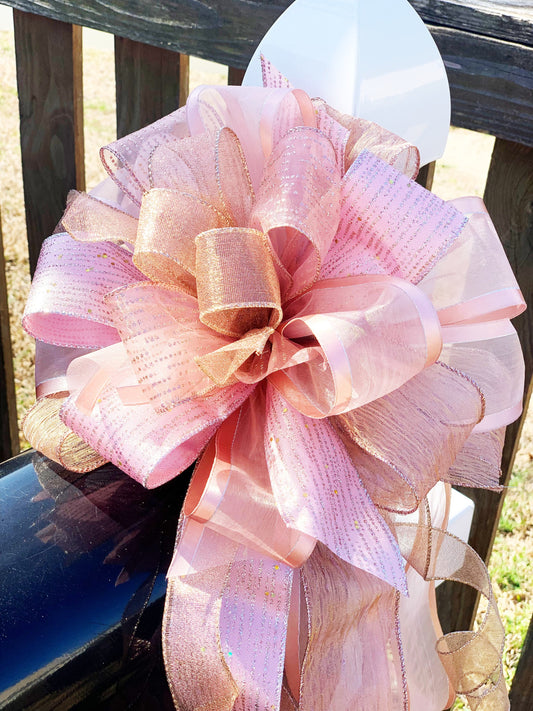 Everyday Collection - Rose Gold Bow,Rose Gold,Rose Gold Ribbon,Rose,Bow,Bows, Mailbox Bow,Wreath Bow,Gift,Gift Bow,Ribbon,Large Bow