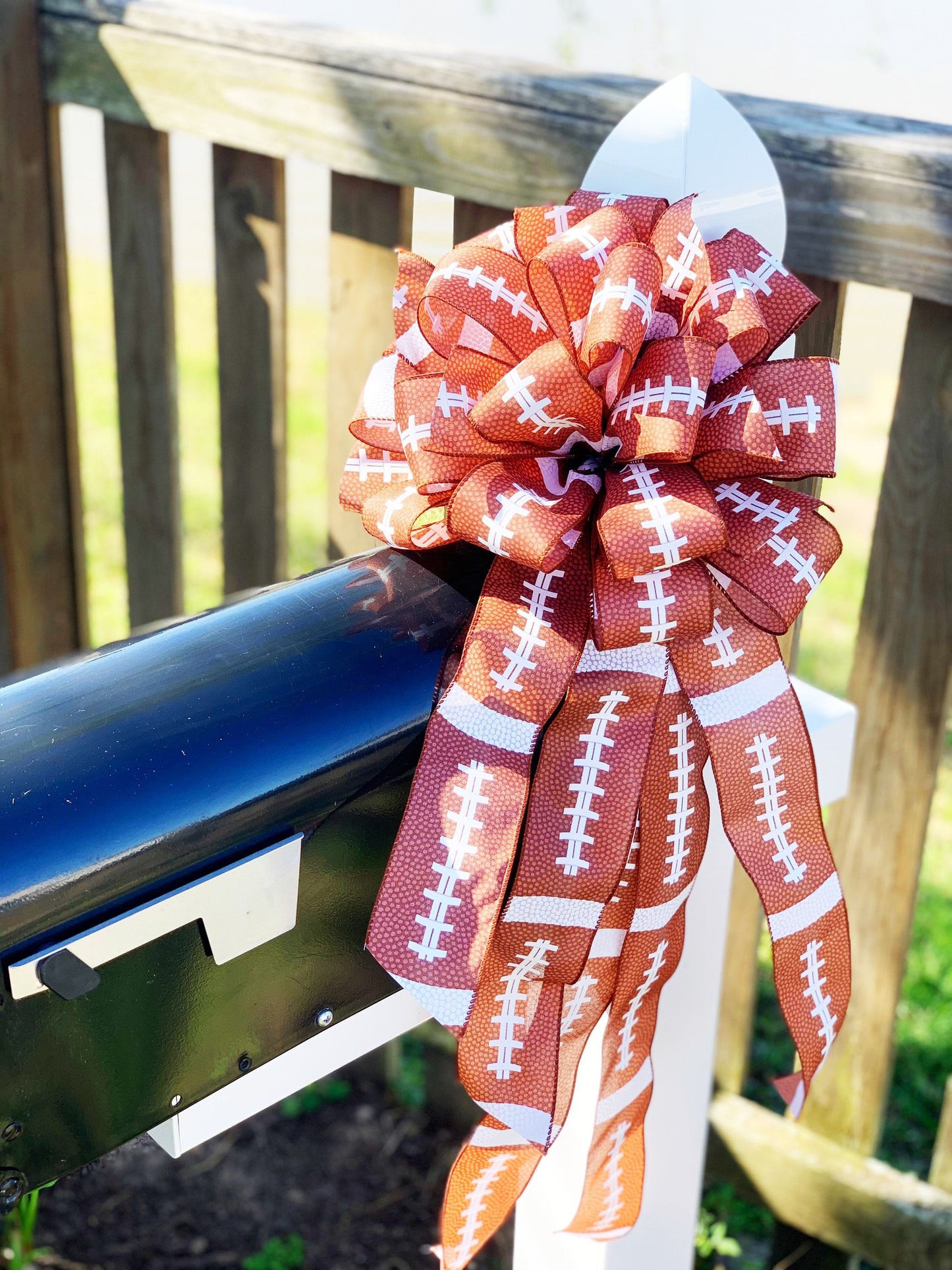 Sports Collection - Football,Football Ribbon, Football Bow,Sports Bow,Sports Decor, Football Decor,Mailbox Bow,Wreath Bow, Large Bow,Gift
