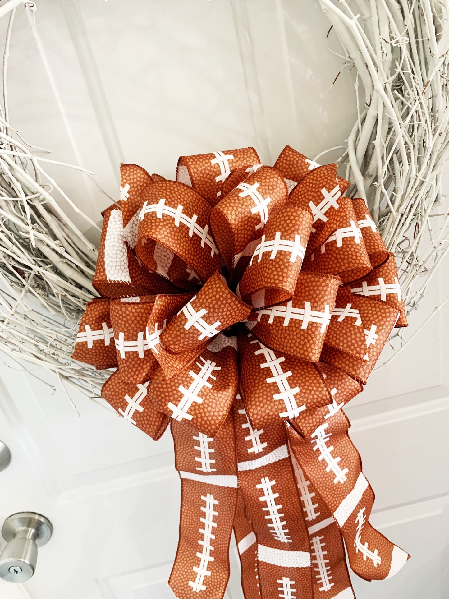 Sports Collection - Football,Football Ribbon, Football Bow,Sports Bow,Sports Decor, Football Decor,Mailbox Bow,Wreath Bow, Large Bow,Gift