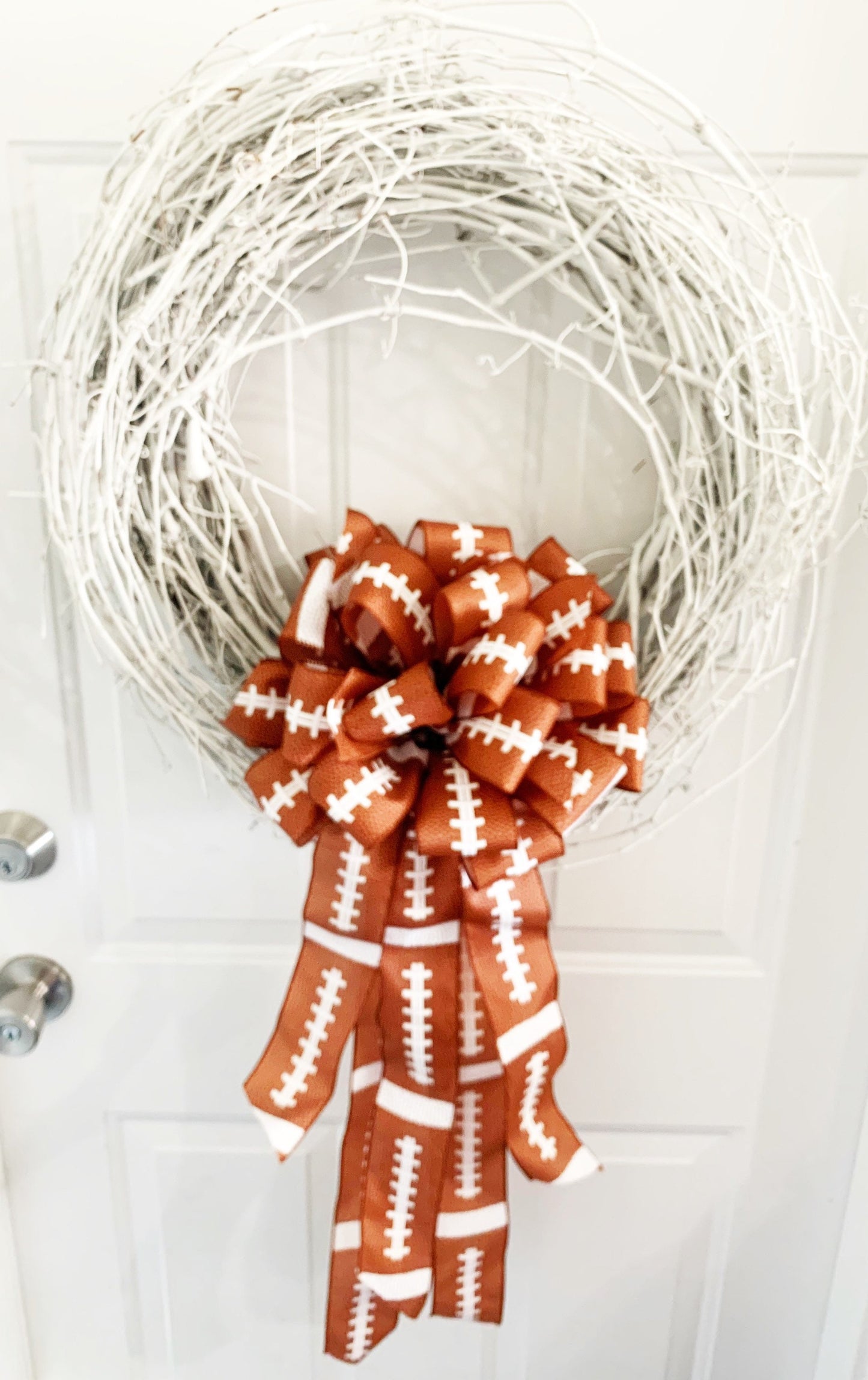 Sports Collection - Football,Football Ribbon, Football Bow,Sports Bow,Sports Decor, Football Decor,Mailbox Bow,Wreath Bow, Large Bow,Gift