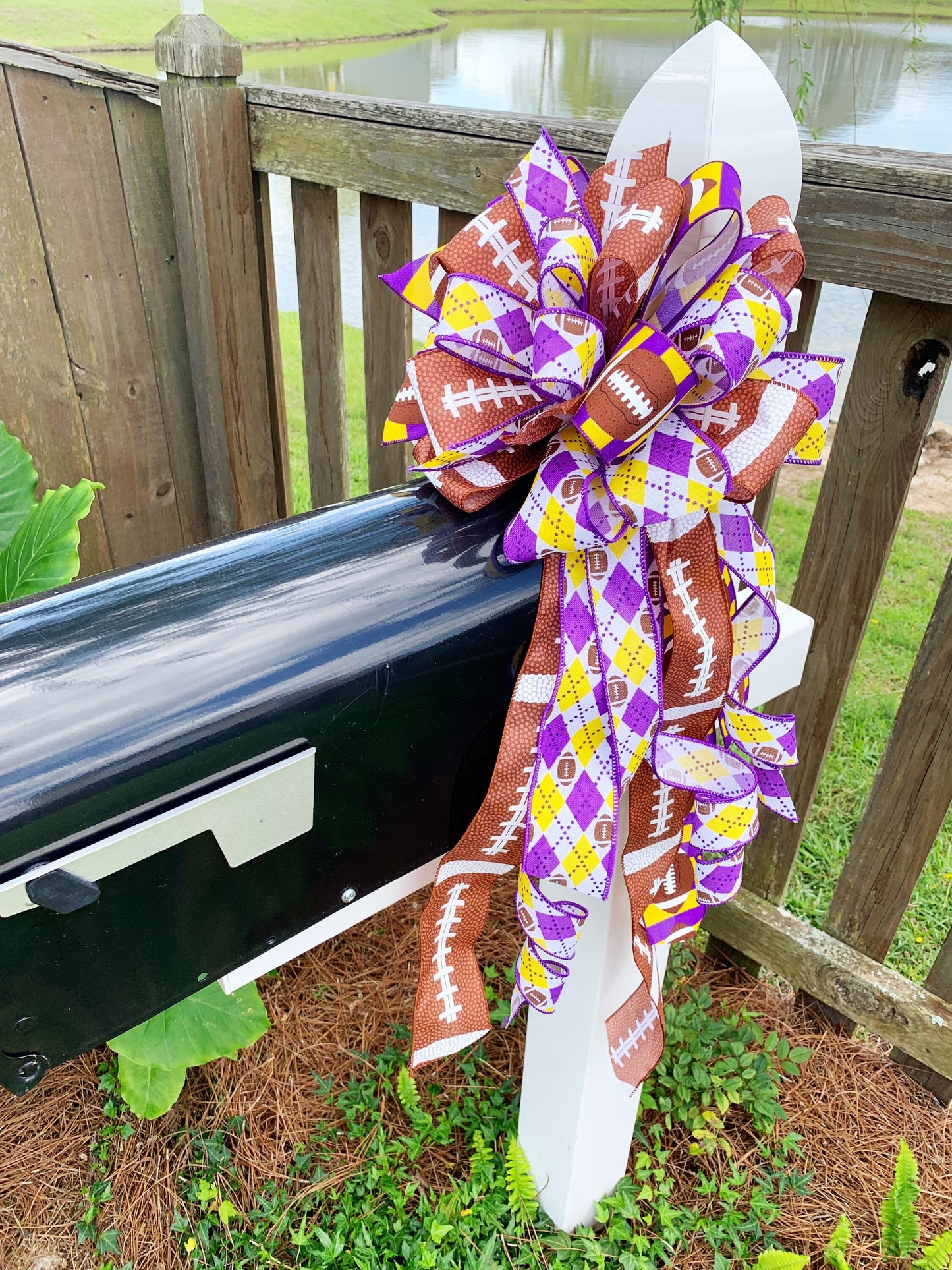 Sports Collection -Football,Football Ribbon, Football Bow,Sports Bow,Sports Decor, Football Decor,Mailbox Bow,Wreath Bow,ECU, ECU Bow